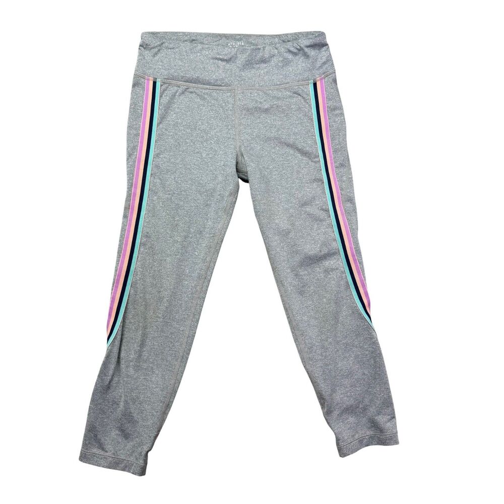 Athleta Girl Leggings Girls Extra Large 14 Gray Colorful Stretch Workout Striped